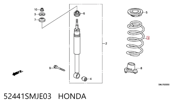 Задні пружини 52441SMJE03 Honda