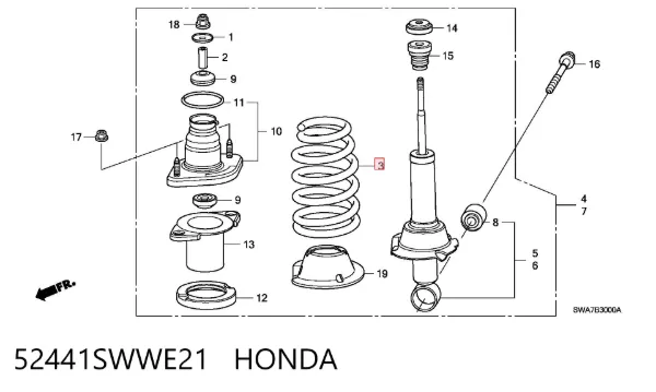 Задні пружини 52441SWWE21 Honda