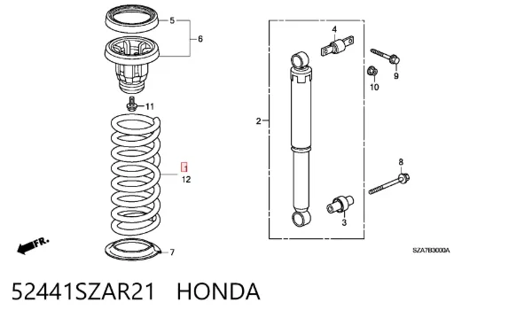 Задні пружини 52441SZAR21 Honda