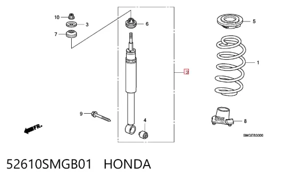 Амортизатор задній 52610SMGB01 Honda