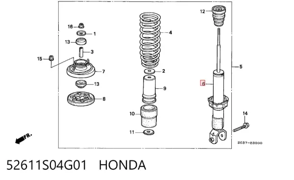 Амортизатор задній 52611S04G01 Honda