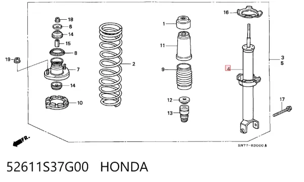 Амортизатор задній 52611S37G00 Honda