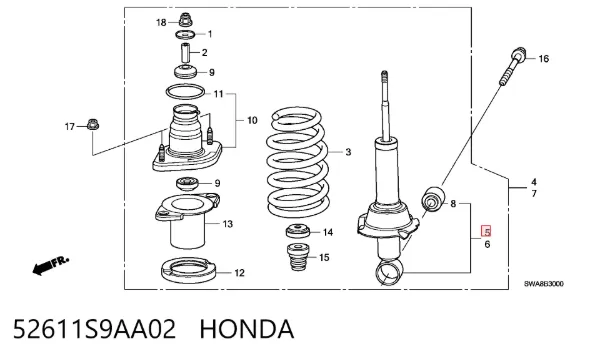 Амортизатор задній 52611S9AA02 Honda