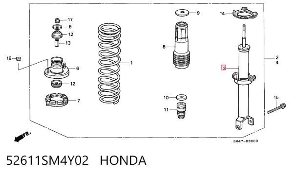 Амортизатор задній 52611SM4Y02 Honda