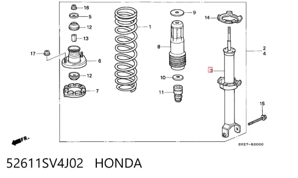 Амортизатор задній 52611SV4J02 Honda