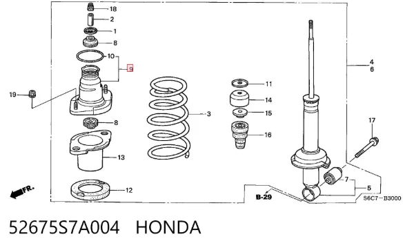 Опора амортизатора заднього 52675S7A004 Honda