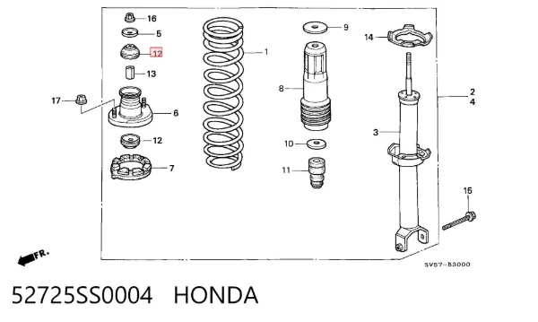 Втулка амортизатора заднього 52725SS0004 Honda