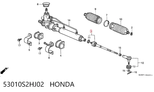 Рульова тяга 53010S2HJ02 Honda