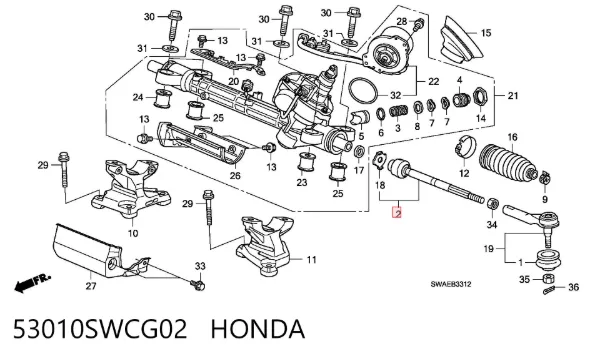Рульова тяга 53010SWCG02 Honda