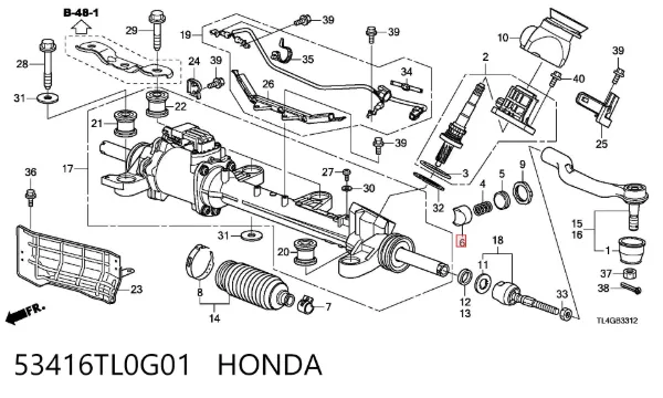 Втулка вала рульової рейки 53416TL0G01 Honda