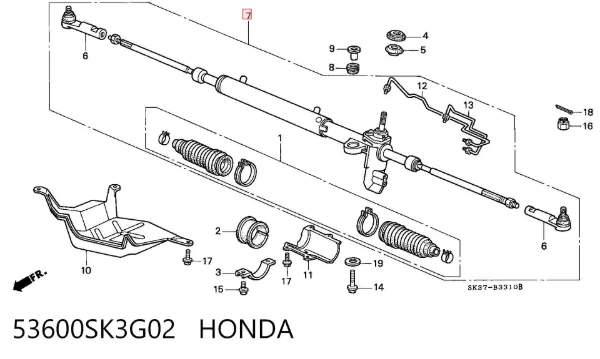 Рульова рейка 53600SK3G02 Honda