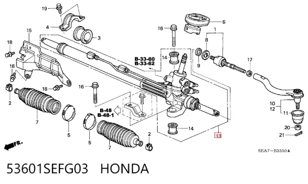 Рульова рейка 53601SEFG03 Honda