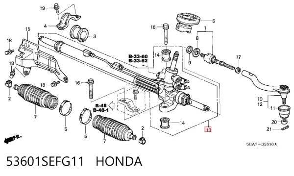 Рульова рейка 53601SEFG11 Honda