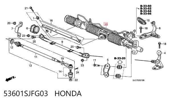 Рульова рейка 53601SJFG03 Honda