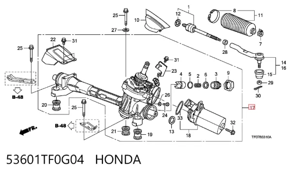 Рульова рейка 53601TF0G04 Honda