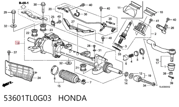 Рульова рейка 53601TL0G03 Honda