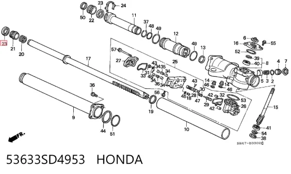 Сальник рульової рейки/механізму (див. типорозміри) 53633SD4953 Honda