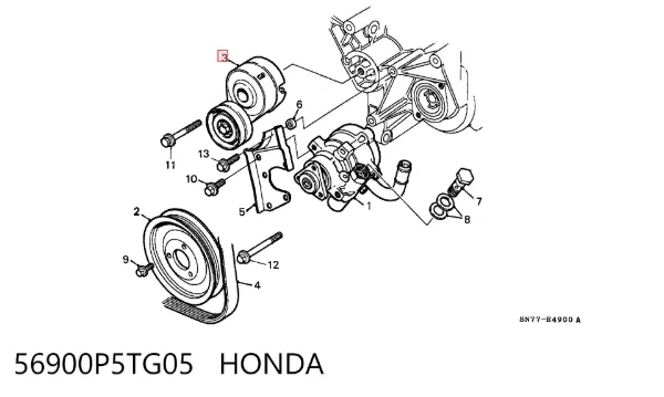 Натягувач приводного ременя 56900P5TG05 Honda