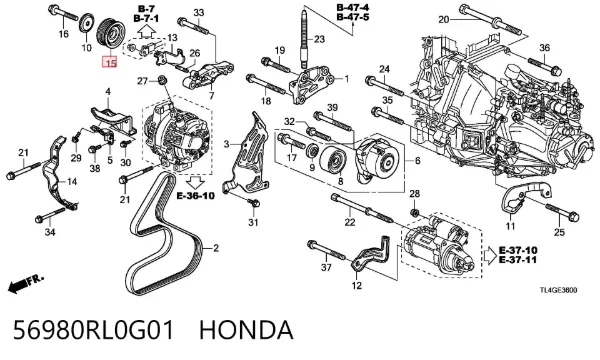 Ролик приводного ременя, паразитний 56980RL0G01 Honda