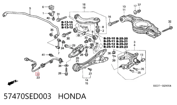 Датчик АБС (ABS) задній, правий 57470SED003 Honda