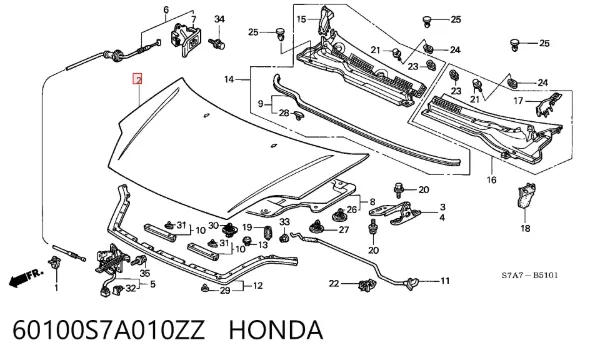 Капот 60100S7A010ZZ Honda