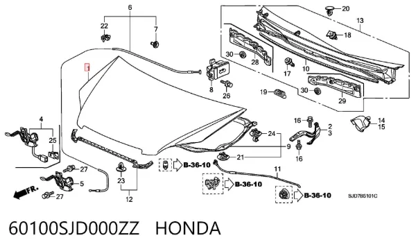 Капот 60100SJD000ZZ Honda