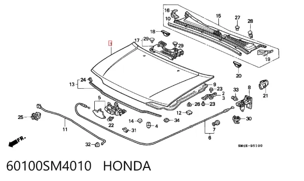 Капот 60100SM4010 Honda