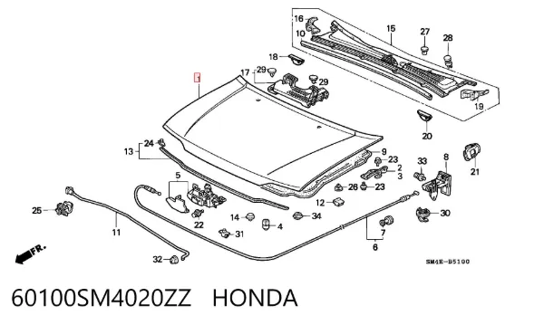 Капот 60100SM4020ZZ Honda