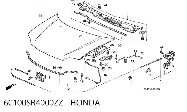 Капот 60100SR4000ZZ Honda