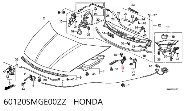 Петля капота, права 60120SMGE00ZZ Honda