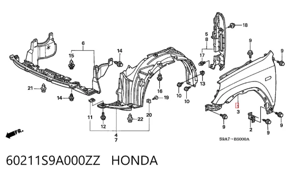 Крила 60211S9A000ZZ Honda
