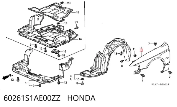 Крило переднє ліве Honda Accord VI