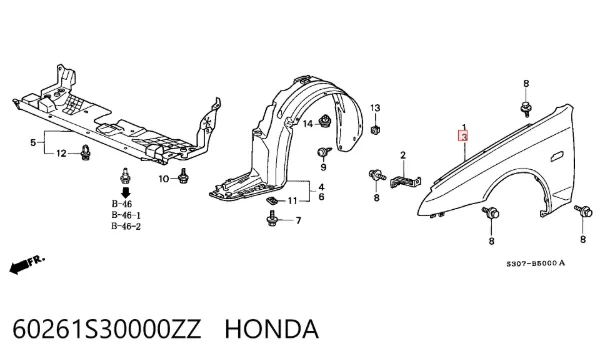 Крило переднє ліве Honda Prelude V
