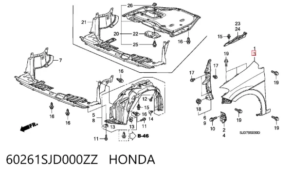 Крило переднє ліве Honda FR-V BE