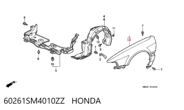 Крило переднє ліве 60261SM4010ZZ Honda