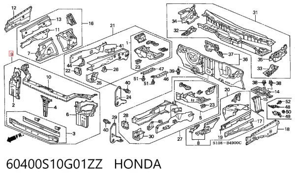 Рамка радіатора 60400S10G01ZZ Honda