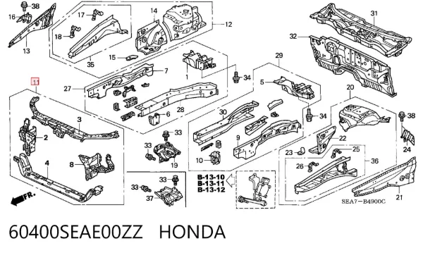 Рамка радіатора 60400SEAE00ZZ Honda