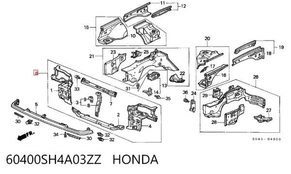 Рамка радіатора 60400SH4A03ZZ Honda