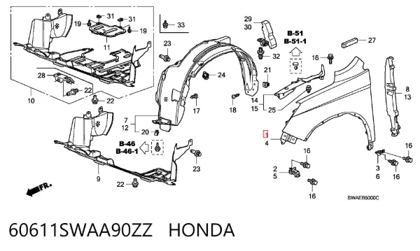 Крила 60611SWAA90ZZ Honda
