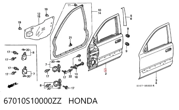 Двері праві передні 67010S10000ZZ Honda
