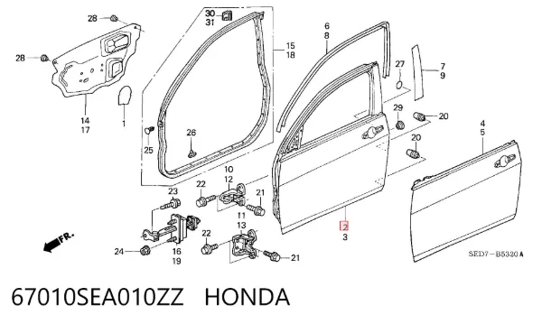 Двері праві передні Honda Accord VII