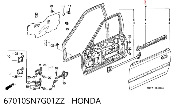 Двері праві передні Honda Accord V