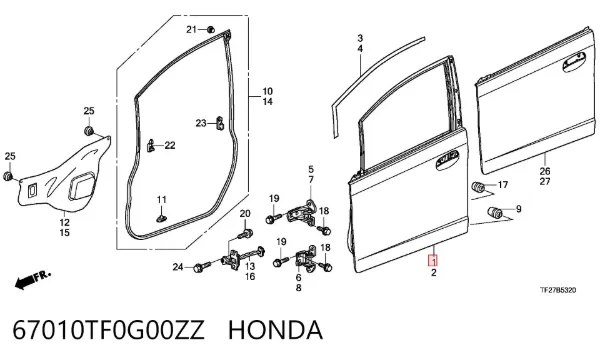 Двері праві передні 67010TF0G00ZZ Honda