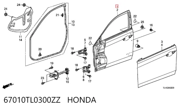 Двері праві передні Honda Accord VIII
