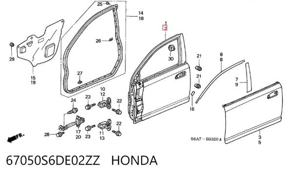 Двері передні ліві 67050S6DE02ZZ Honda