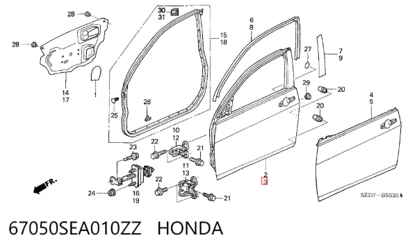 Двері передні ліві Honda Accord VII