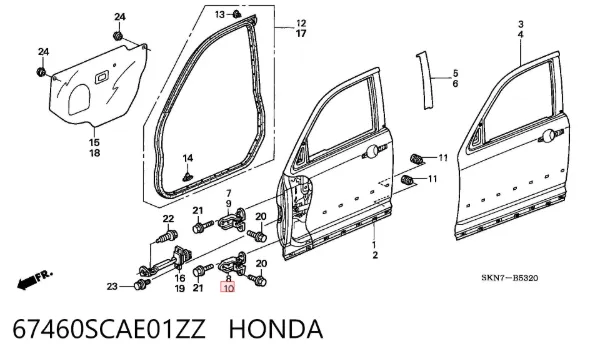 Петля передніх дверей, лівої 67460SCAE01ZZ Honda