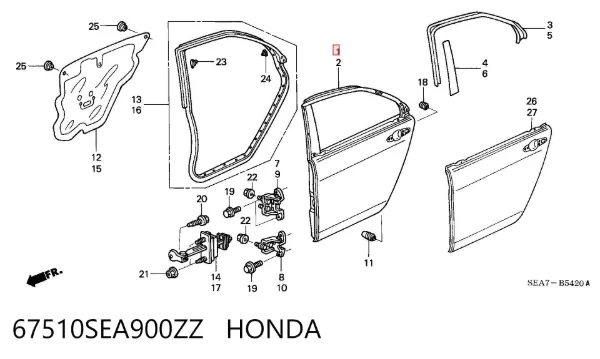 Двері задні, праві Honda Accord VII