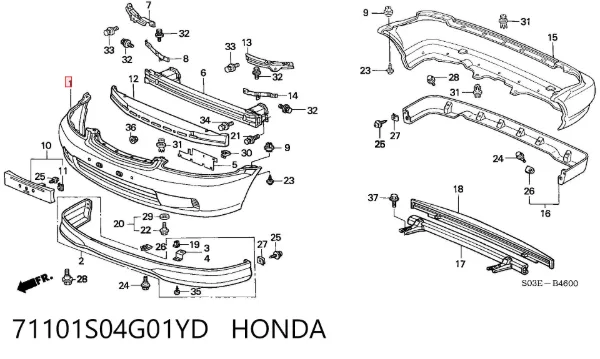 Передній бампер 71101S04G01YD Honda