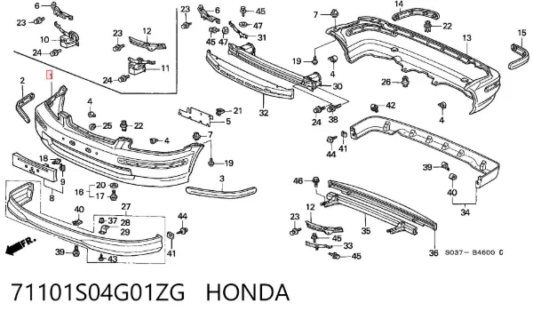 Передній бампер 71101S04G01ZG Honda